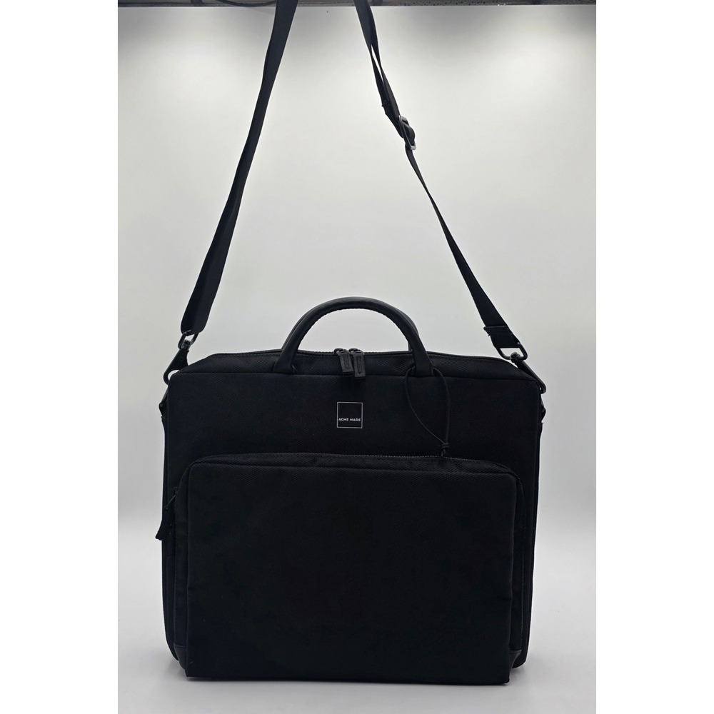 Acme Made Black Laptop Messenger Bag Padded Briefcase with Organizer Pocket